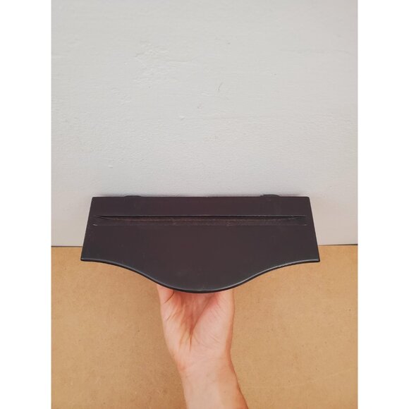 Vintage Solid Brass Ornate Wall Shelf - Vintage Ornate Brass & Wood Wall Shelf - - Picture 3 of 10